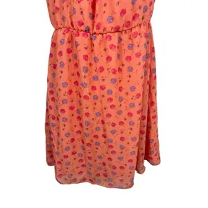 Delia’s Strapless Micro Floral Dress M Orange Blush Tube Mini Y2K Sheer NWT Flaw thumbnail 4