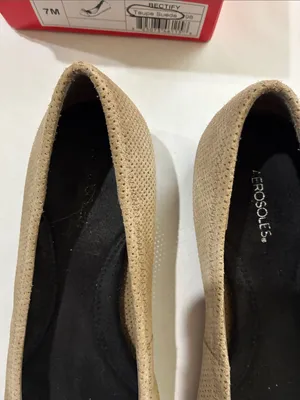 AEROSOLES Beige Perforated Ballet Flats with Black Toe thumbnail 8