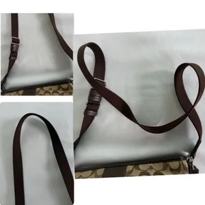 Coach Shoulder Bag‎ F28502 Signature Stripe Brown Canvas Leather Crossbody Y2K thumbnail 13