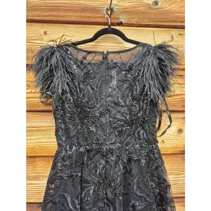 NW0T MAC DUGGAL 20400 Black Feather Shoulder Embellished Dress Size 8 thumbnail 13