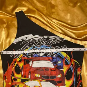 Forever 21 One Shoulder Mini Dress with Racing Car Graphic Mini Dress thumbnail 7