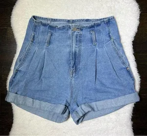 Nasty Gal High Rise Paperbag Denim Shorts thumbnail 1