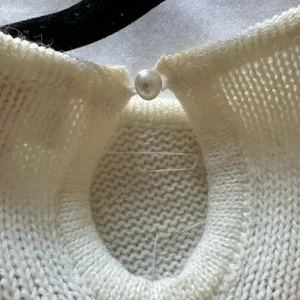 Belldini Women's Acrylic Beaded Sweater Dress - White Small thumbnail 5