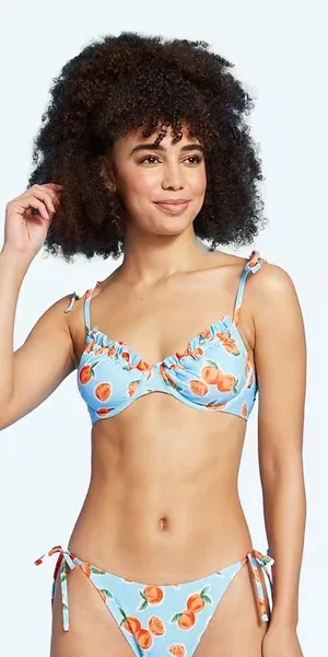 Target Orange Print Tie Shoulder Underwire Bikini Top and Side-Tie Scoop Bottom thumbnail 1