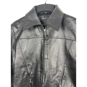 Women’s Sonnora Black Short Motorcycle Zip Genuine Leather Jacket Fits S thumbnail 4