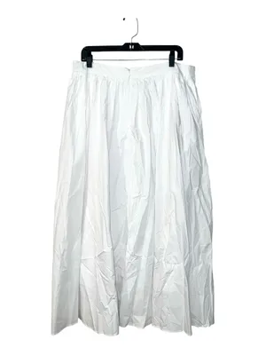 Commence Cotton Pleated Maxi Skirt Size Medium White NWT Pockets Lined zipper thumbnail 4