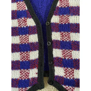 Vintage Ocean Pacific Plaid Knit Vest Women’s L Button Front 90s Grunge Retro Co thumbnail 3