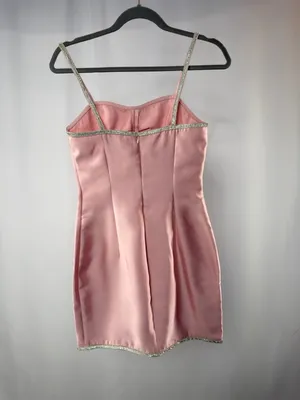 Choosy‎ Brand Rhinestone Trimmed Satin Mini Dress in Pink Size 2 thumbnail 5
