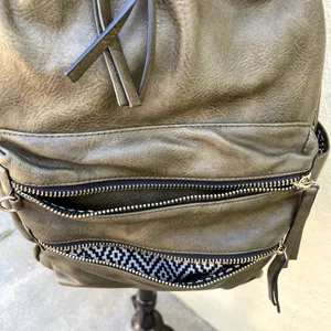 Sasha + Sofi Faux Leather Backpack Olive Brown thumbnail 7