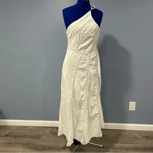 Free People Linen Blend One Shoulder Bella Cottagecore Maxi Dress NWT Size XS thumbnail 4
