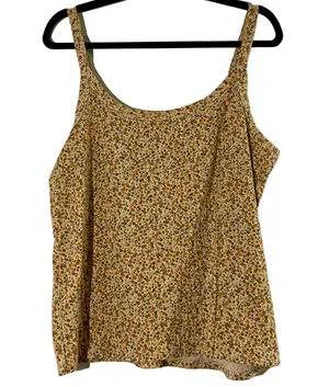 Aerie tank top size small, floral pattern shades of orange+green thumbnail 1