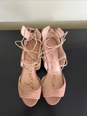 Sam Edelman Serene suede lace-up sandals in tan thumbnail 4