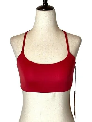Girlfriend Collective‎ Red Juliet Strappy Criss Cross Back Sports Bra XXS thumbnail 1