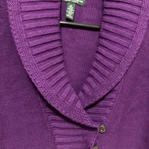 Ralph Lauren *Lauren Ralph Lauren Lauren Jeans Co. New Purple Shawl Collar Button Knit Sweater #PW thumbnail 7