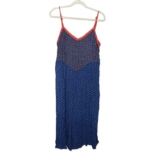 Anthropologie XL Blue Floral Wide Leg Cropped Jumpsuit Boho Adjustable Strap thumbnail 3