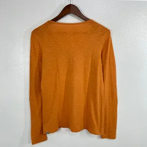 Horny Toad Marley V-Neck Long Sleeve Tee Medium Organic Cotton Tencel Orange Y2K thumbnail 3
