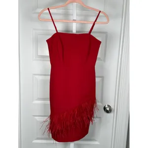 Sam Edelman Red Feather Hem Sheath Dress NWT Size 0 Dance‎ Prom Party Homecoming thumbnail 3