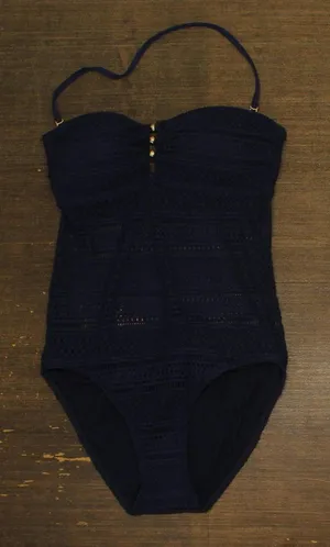 NEW Lauren By Ralph Lauren Strapless One Piece Swimsuit Bright Indigo Blue 6 thumbnail 1
