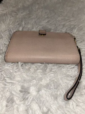 Michael Kors pebbled leather wristlet wallet pinkish tan with gold-tone hardware thumbnail 3