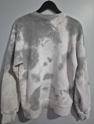 Cotton Citizen Womens Brooklyn Light Gray & Charcoal Tie-Dye Crewneck Sweatshirt thumbnail 6