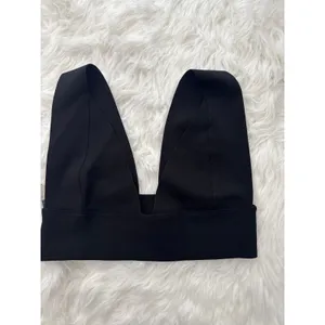 Skims Knit Swim Plunge Bikini Top Onyx Size Small thumbnail 3