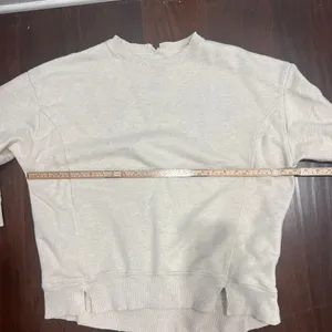 Aerie Beige Distress Crewneck Sweatshirt Sz Small thumbnail 8