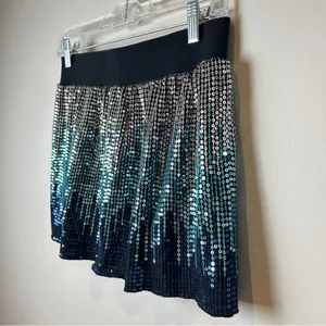 Vintage Free People Sequin Ombre Mini Skirt - Navy, Teal & Silver thumbnail 3