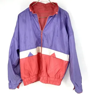 Vintage 90s Reversible Windbreaker Jacket Pink Purple Colorblock Large thumbnail 1