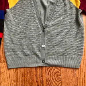 Mossimo Supply Co. Gray Cropped 90s Cardigan Colorblock Sleeves Women’s Size S thumbnail 6