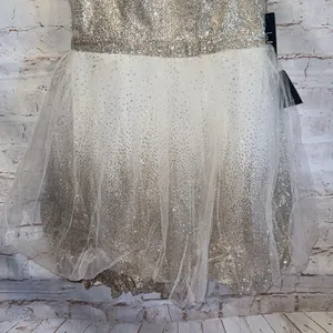 Lulus Dress Medium Sparkling White Tulle Ballerina Dream Cream Gold Skater Dress thumbnail 3