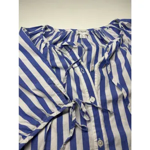 J.Crew Blue White Striped Blouse Tie Neck Puff Sleeve Coastal Chic thumbnail 8