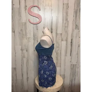 RB Basic Denim & Floral Sunflower Print Mini Dress Women’s Small thumbnail 2