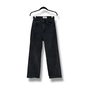 Reformation High Rise Wide Leg Jeans Washed Grey Black Size 24 A31 thumbnail 2