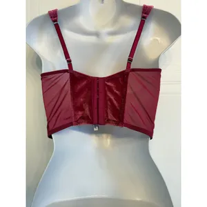 Victoria's Secret Corset Top Womens Medium Burgundy Velvet‎ Dream Angels Bustier thumbnail 5