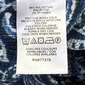 Ann Taylor Factory Womens Navy Blue Paisley Faux Wrap Top Size M 875502‎ FA23 thumbnail 5