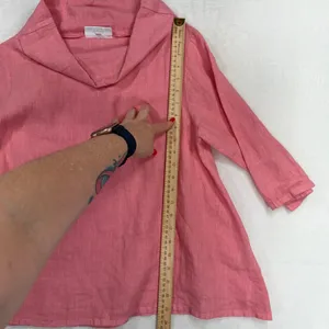 Bryn Walker XXS Etta Shirt Top Oversized Pink LINEN Cowl Neck Elbow Sleeve NEW thumbnail 12