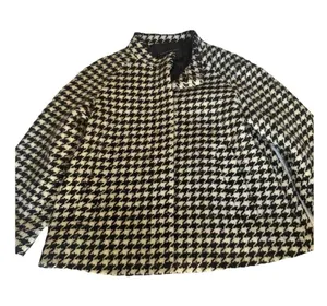 BANANA REPUBLIC Black/White houndstooth Wool Coat Cape Small thumbnail 1