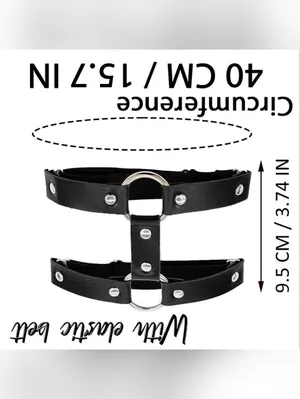 Black Leg‎ Harness Faux Leather Style With Metal Rings And Studs thumbnail 6