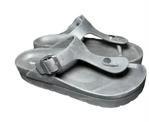 Black Thong Sandals Womens Size 7 Platform Flip Flop Buckle Comfort Slides thumbnail 1