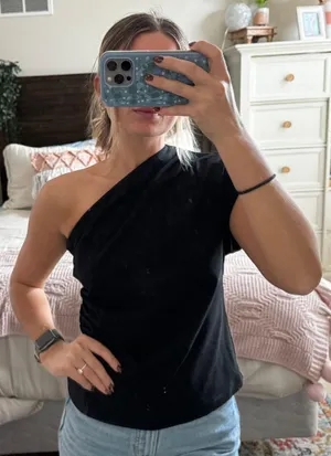 Banana Republic Black One Shoulder Top thumbnail 1