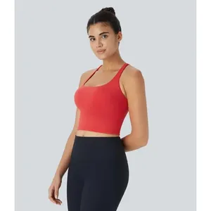 Halara Crisscross Backless Built In Bra Tank Top Red Size XXS thumbnail 8