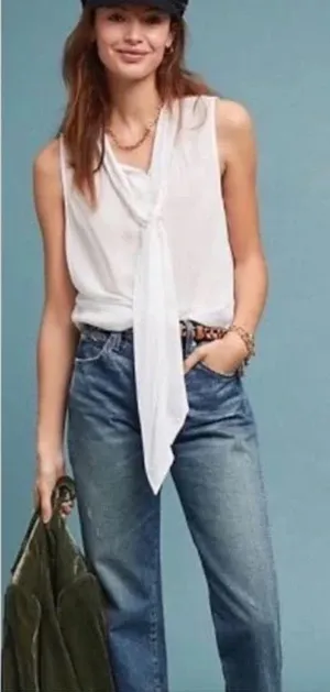Anthropologie Cloth & Stone Neck Tie Sleeveless Blouse Size XS thumbnail 2