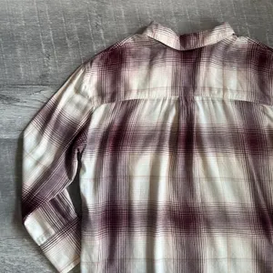 Madewell NEW Long Sleeve Flannel Popover Shirt Womens XL Plaid Burgundy Tunic thumbnail 9