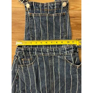H&M Wm 0 Divided Blue Pinstripe Denim Overall Dress Mini Pinafore Festival Y2K thumbnail 5