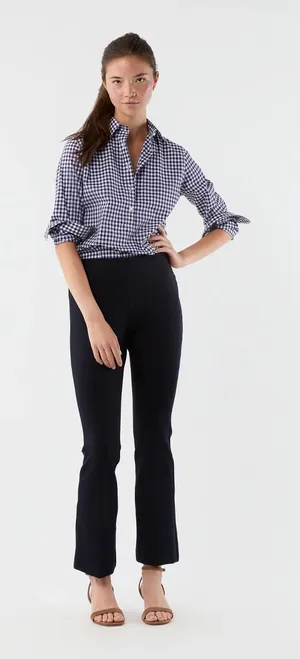 Ann Mashburn‎ Faye Flare Cropped Pant in Navy Ponte Knit Size Small thumbnail 1