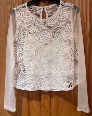 Hollister Floral‎ Lace Mesh Long Sleeve Camisole Lined Top Antique White Size XS thumbnail 1