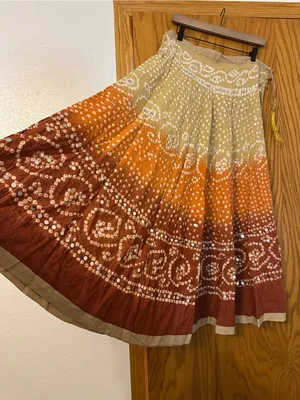 Raj Women’s Ombre Bandhani Maxi Skirt in Tan, Orange & Brown - NWOT - OS thumbnail 3