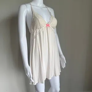 Victoria’s Secret Lace Babydoll Chemise Nightgown Pink Bow Size S thumbnail 3
