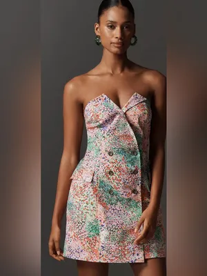 Maeve Strapless Multicolor Confetti-Print Mini Dress thumbnail 5