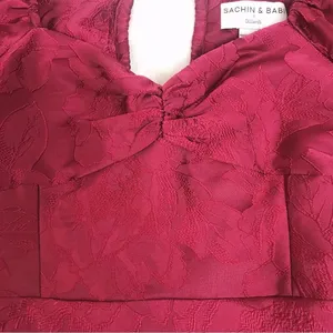 SACHIN & BABI‎ Dress Size 0 Cherry Red Gabby Puff Sleeve Midi Open Tie Back New thumbnail 7